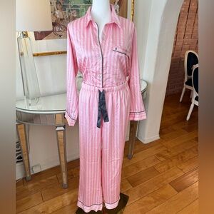 Victoria’s Secret Pink Striped Silky Pajama Set. Size Small